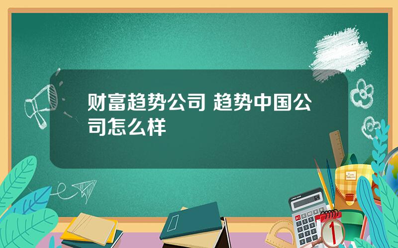 财富趋势公司 趋势中国公司怎么样